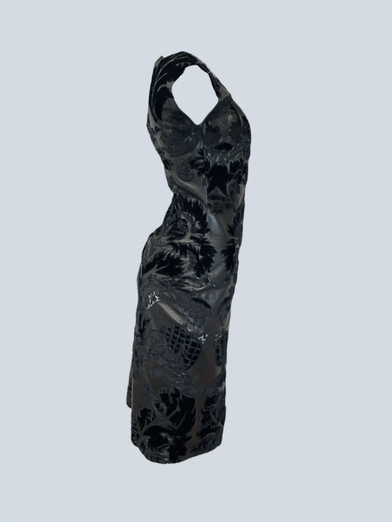 By Tom Ford, abito midi in nappa e velluto damascato, 36fr., foto 2 di 11