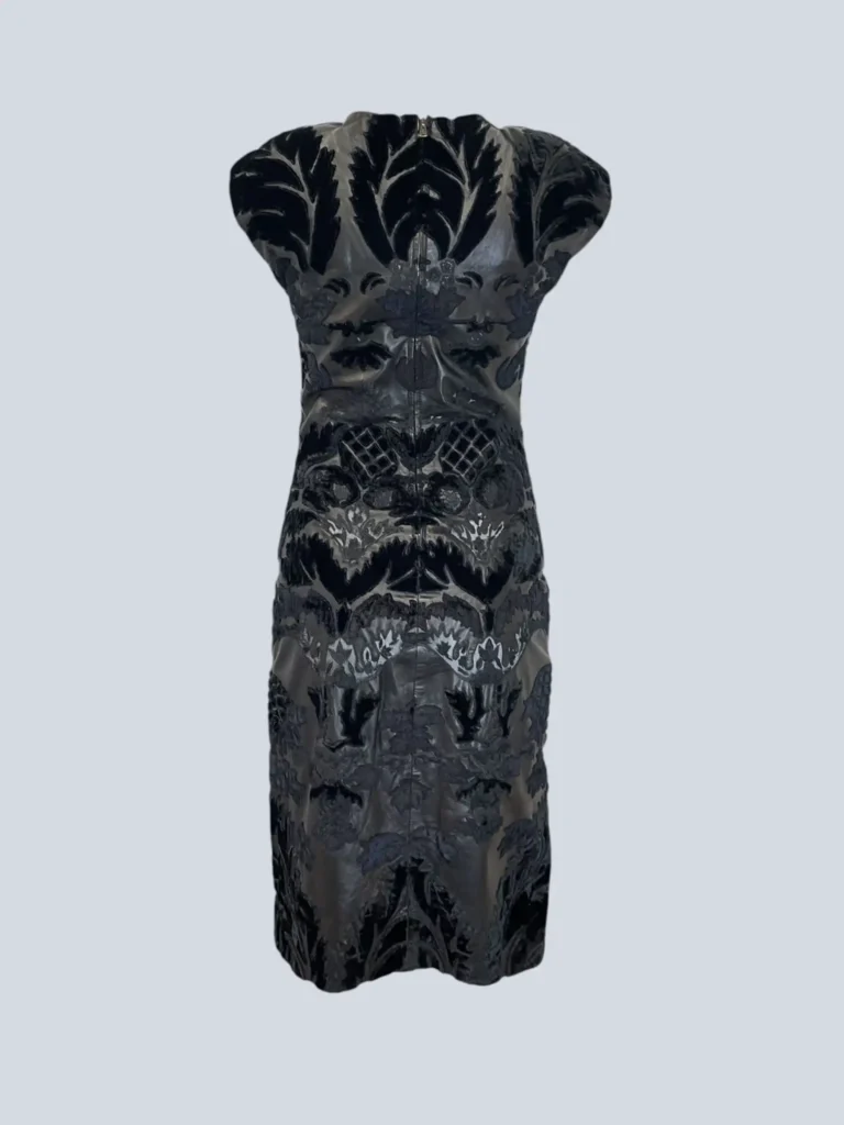 By Tom Ford, abito midi in nappa e velluto damascato, 36fr., foto 3 di 11