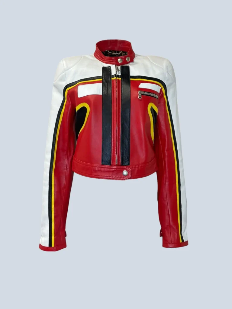 Giubbotto biker cropped in pelle, 44.