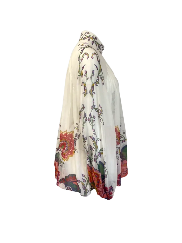 Blusa in seta e cotone con stampa floreale, 3., foto 2 di 8