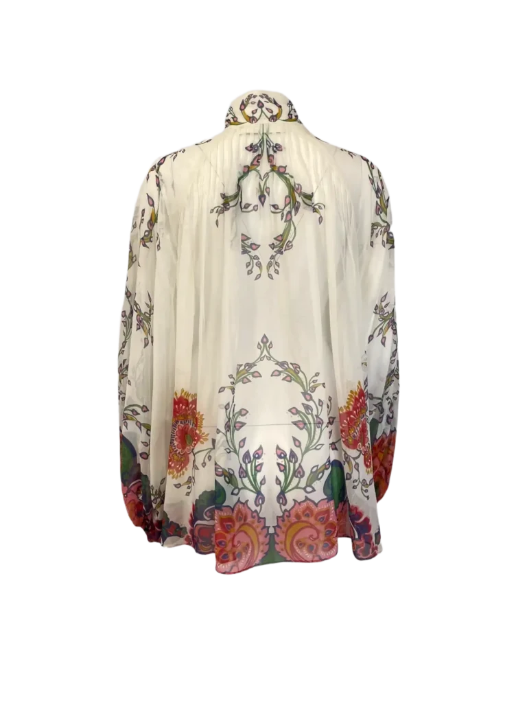 Blusa in seta e cotone con stampa floreale, 3., foto 3 di 8