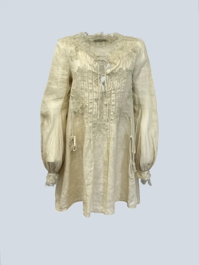 Blusa in ramie e pizzo, M.