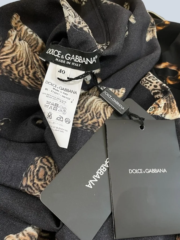 Blusa a maniche lunghe in seta stampa all over gatti, 40., foto 4 di 4