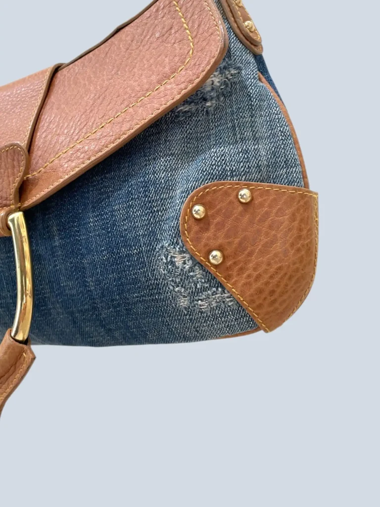 Borsa a spalla in denim e pelle., foto 11 di 12