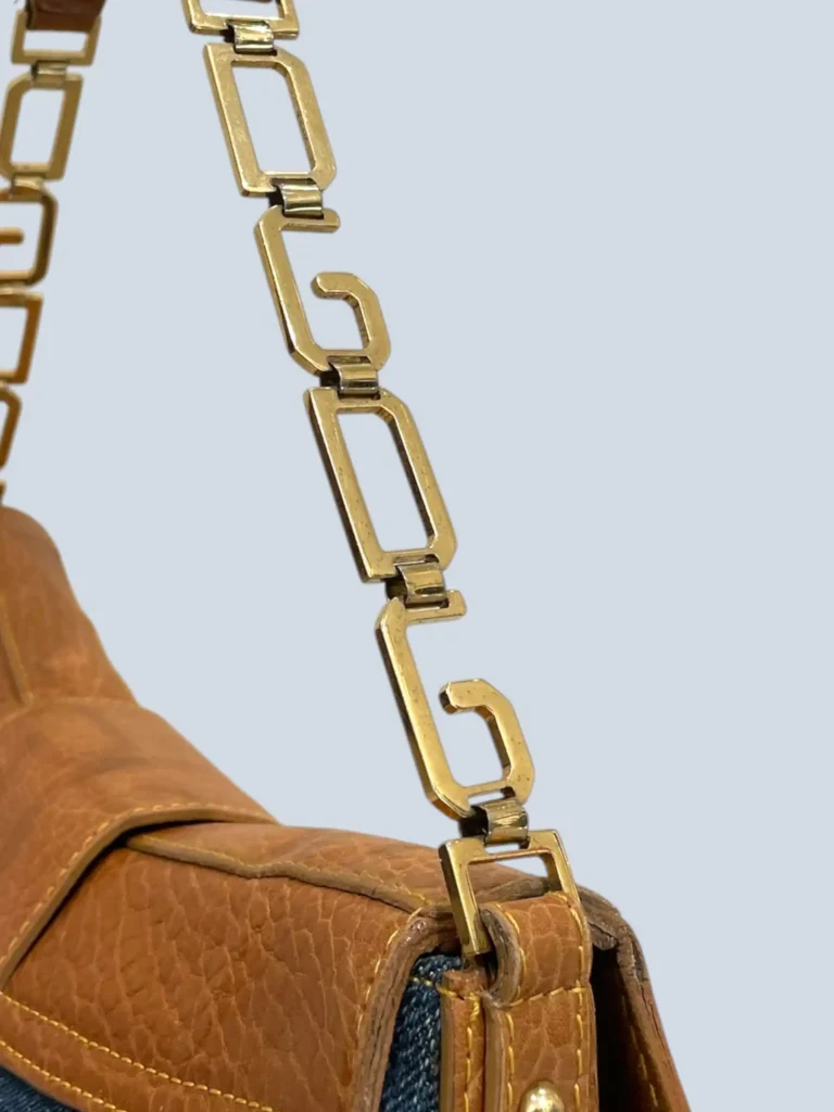 Borsa a spalla in denim e pelle., foto 10 di 12