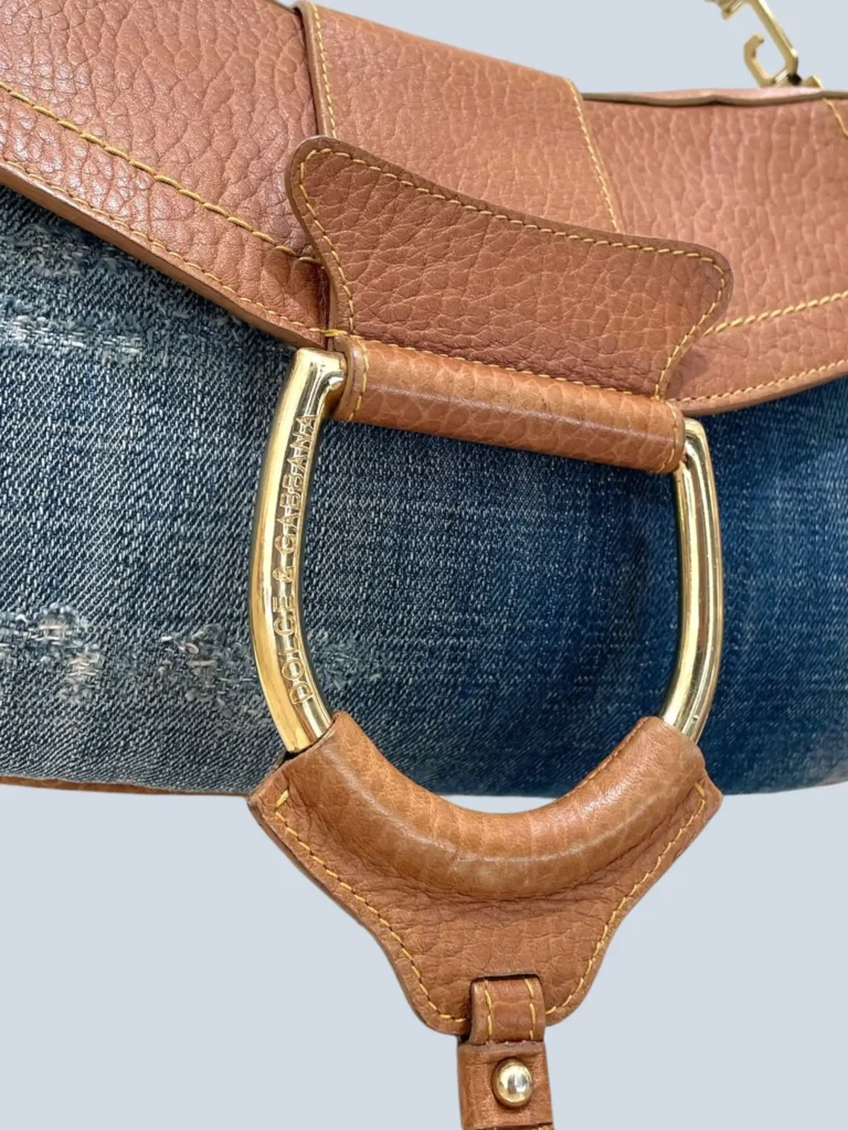 Borsa a spalla in denim e pelle., foto 9 di 12