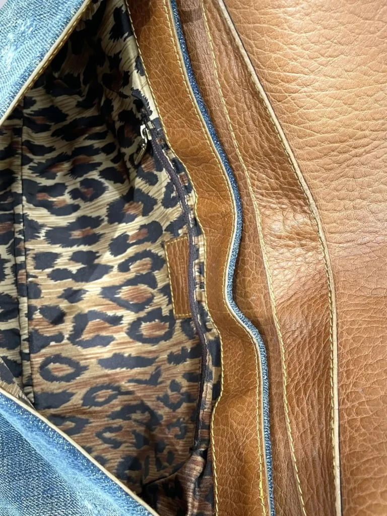 Borsa a spalla in denim e pelle., foto 6 di 12