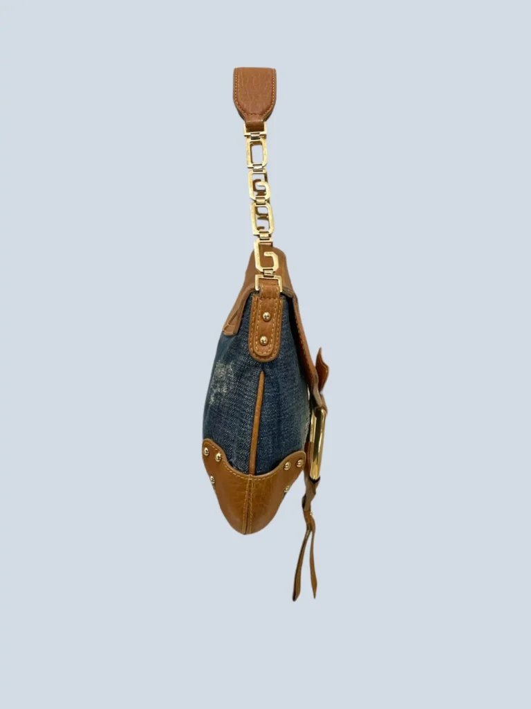 Borsa a spalla in denim e pelle., foto 3 di 12