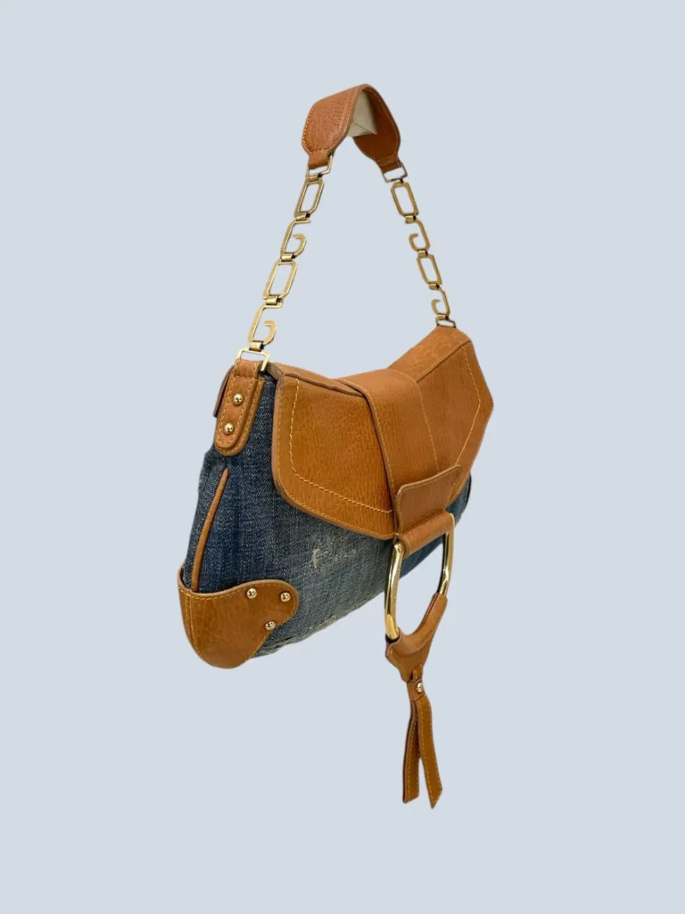 Borsa a spalla in denim e pelle., foto 2 di 12