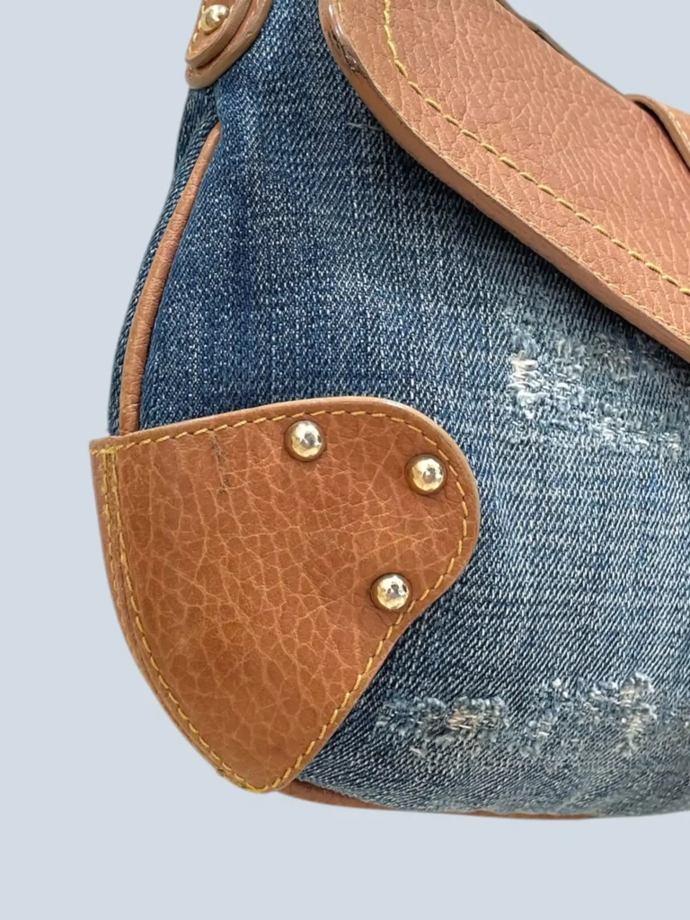Borsa a spalla in denim e pelle., foto 8 di 12