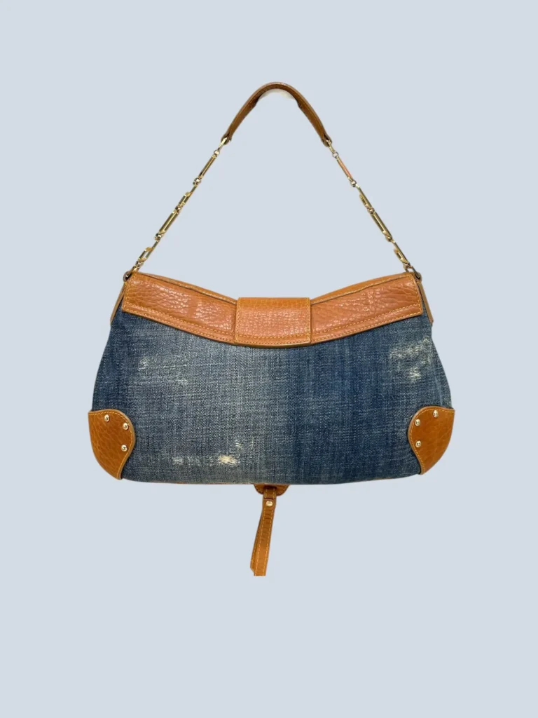 Borsa a spalla in denim e pelle., foto 4 di 12