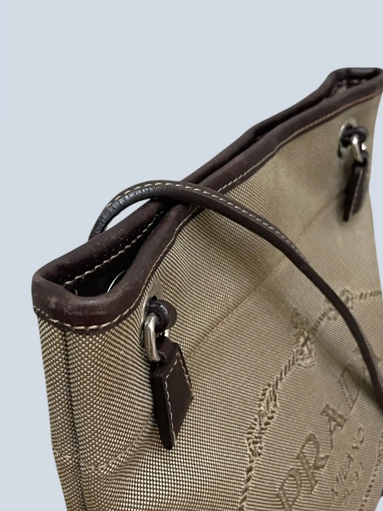 Prada, borsa a tracolla in tela Canapa e pelle con logo jacquard., foto 9 di 9