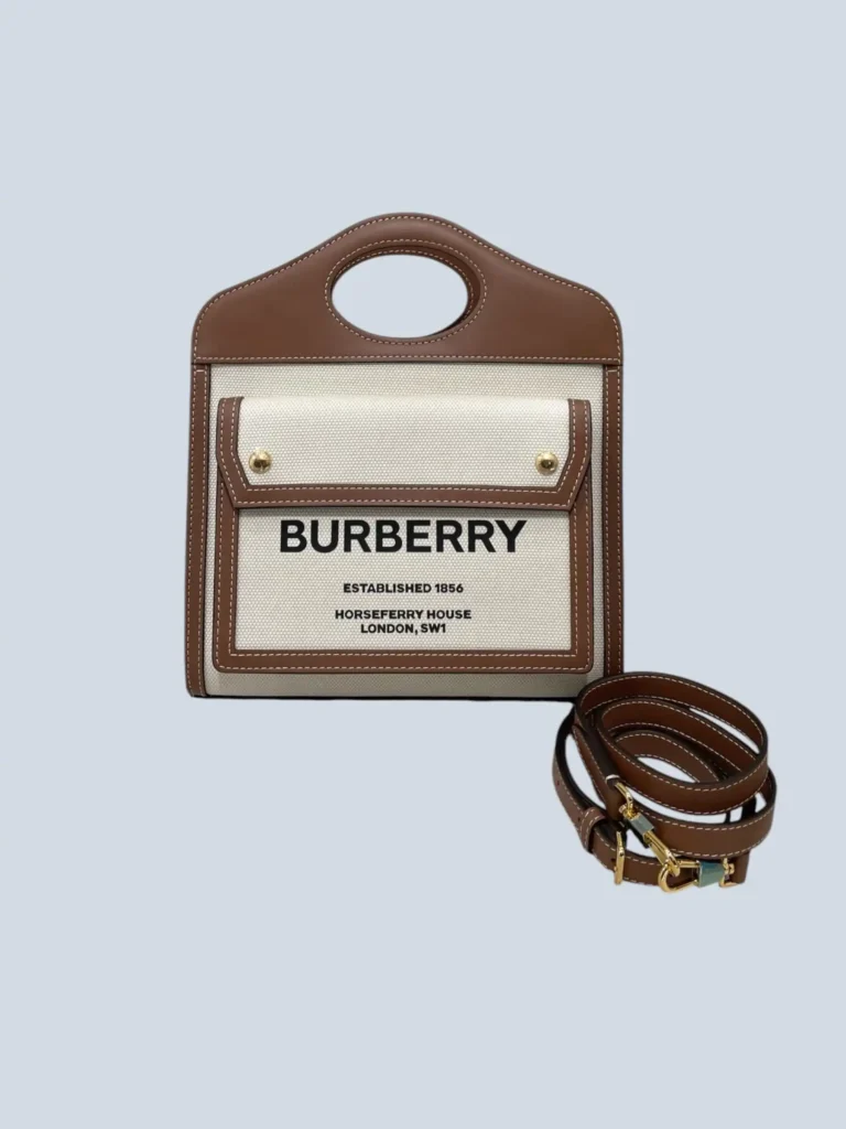 Borsa Mini Pocket in canvas e pelle.