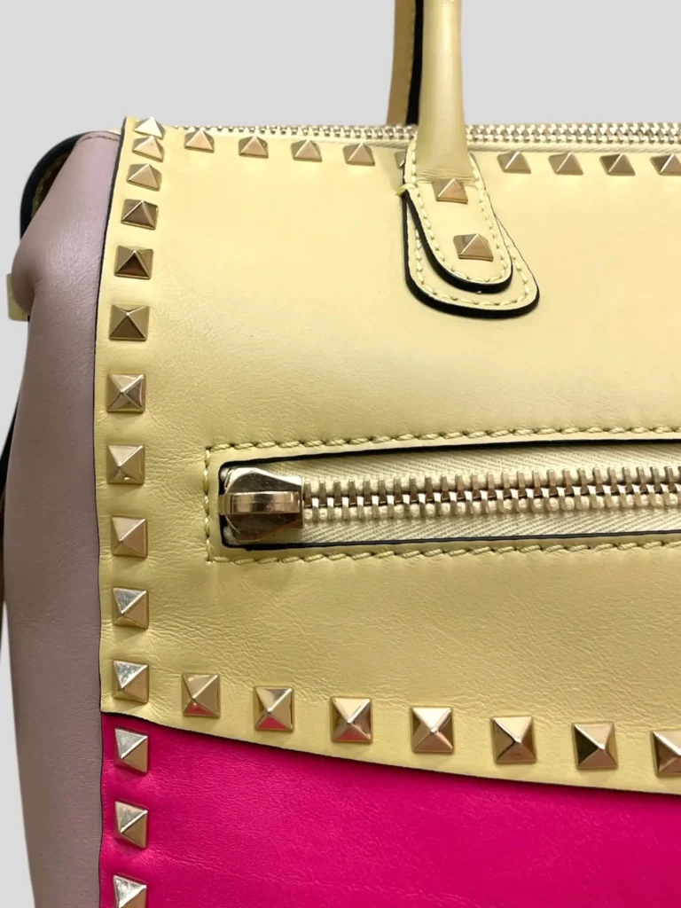 Garavani, Rockstud Tricolor leather crossbody satchel bag, photo 12 of 14