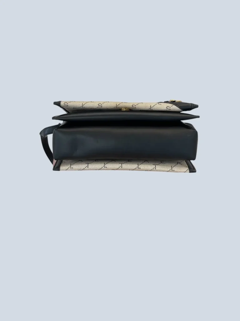 Borsa a spalla in canvas e ecopelle con logo all over., foto 5 di 9