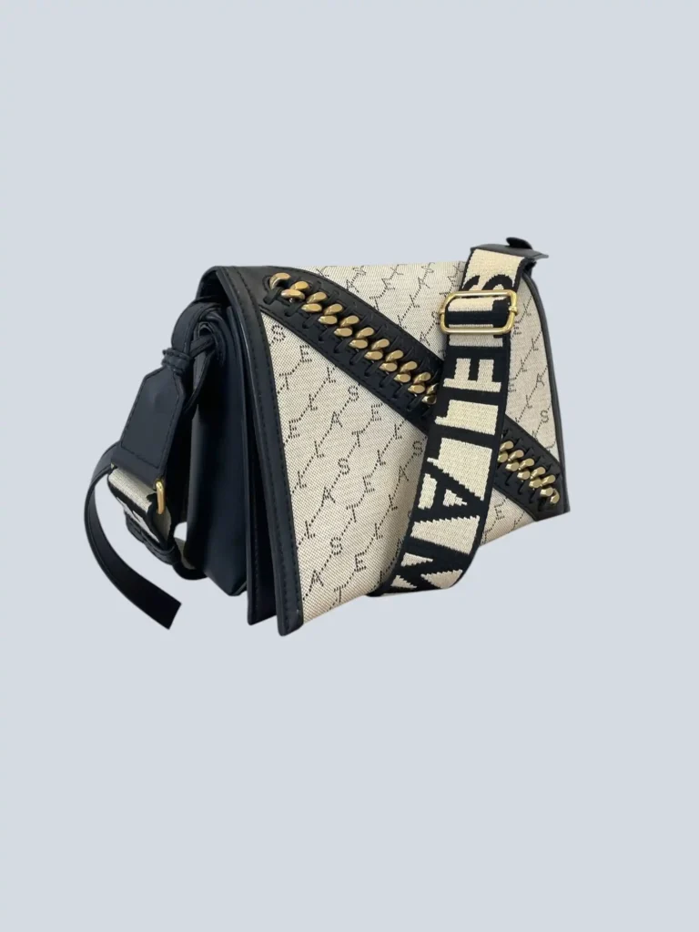 Borsa a spalla in canvas e ecopelle con logo all over., foto 3 di 9