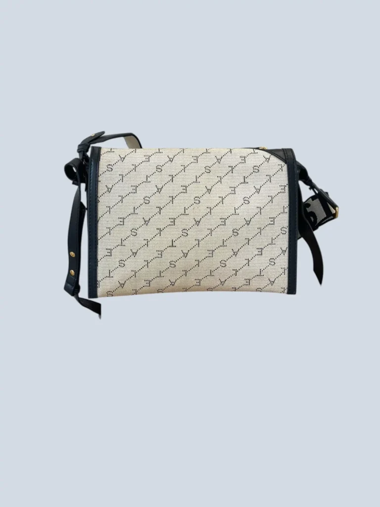 Borsa a spalla in canvas e ecopelle con logo all over., foto 4 di 9