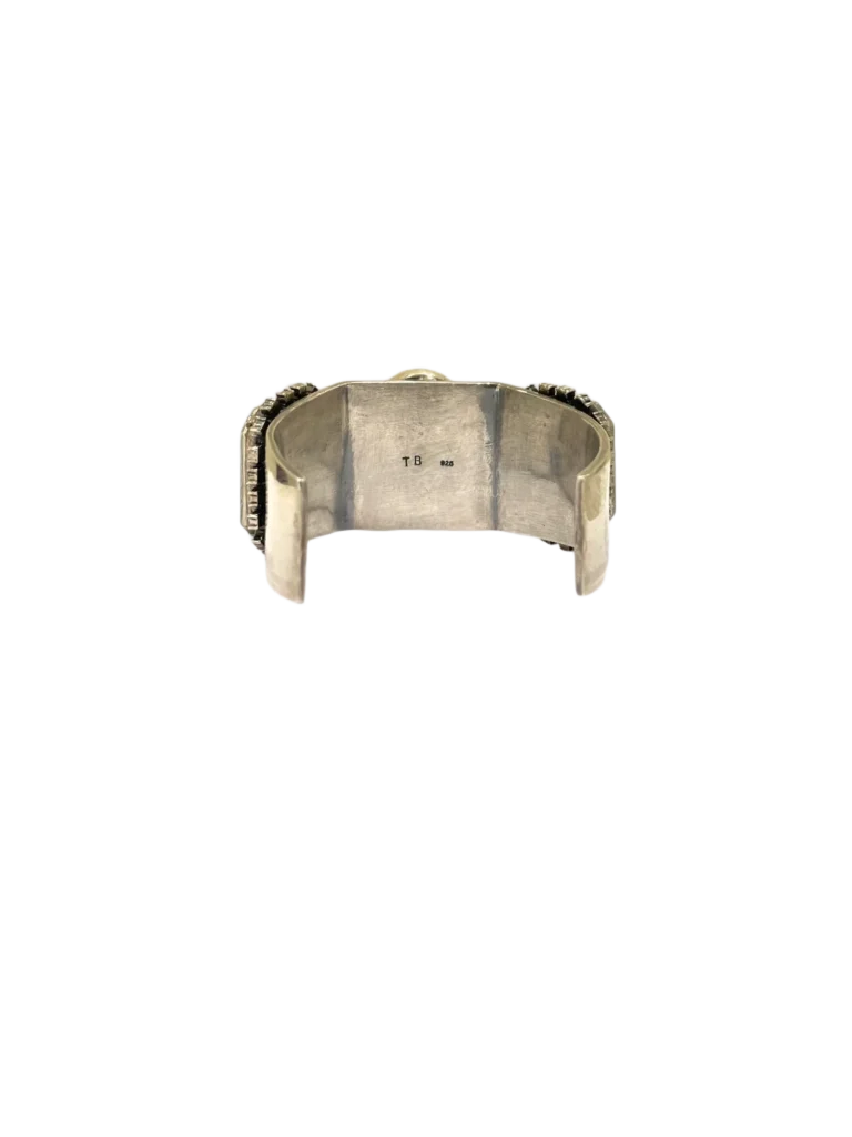 Bracciale rigido in argento teschio e strass., foto 2 di 5