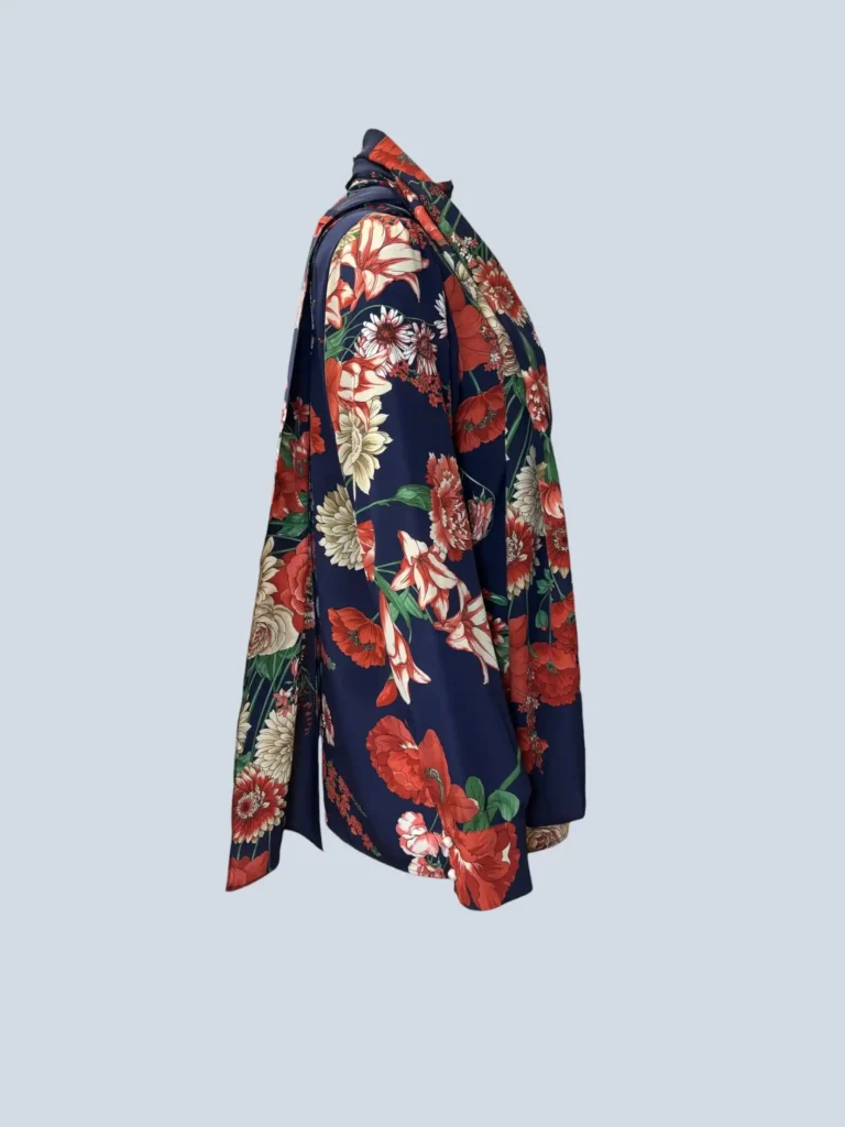 Camicia e foulard in seta con stampa floreale, 44., foto 2 di 6