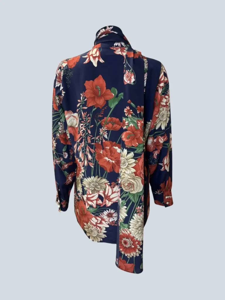 Camicia e foulard in seta con stampa floreale, 44., foto 3 di 6