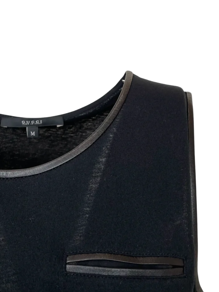 By Frida Giannini, cotton top with leather inserts, M., photo 6 of 9
