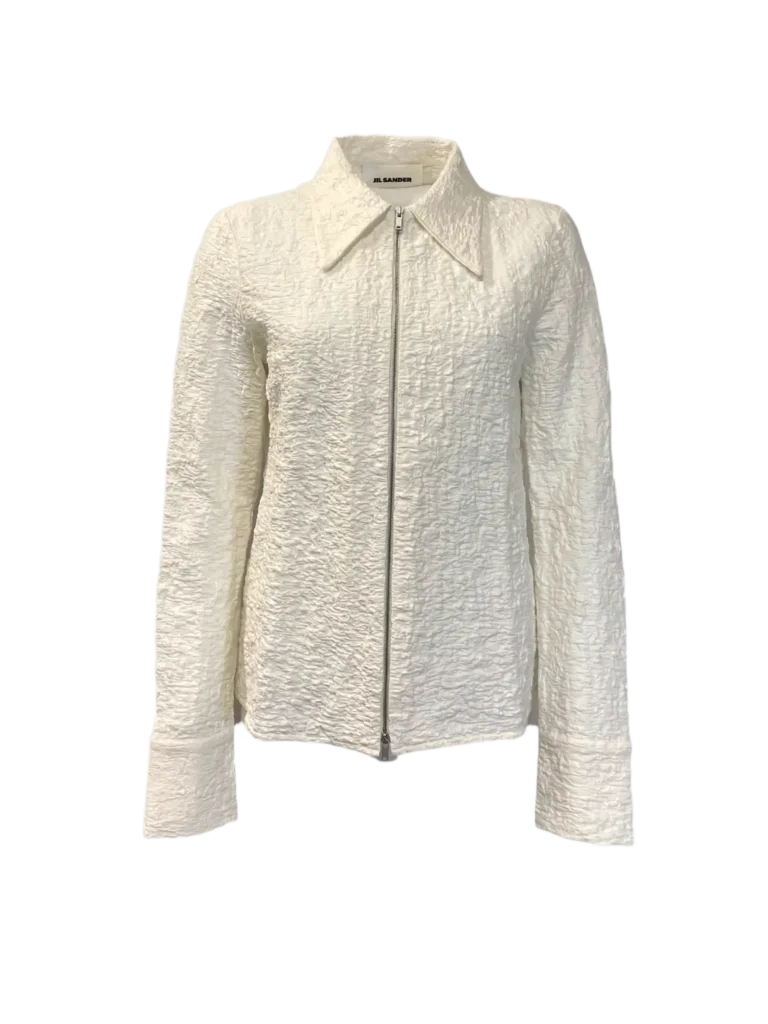 Cloqué cotton zip shirt, 38.