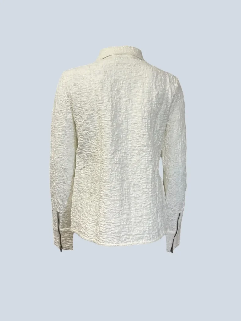 Camicia con zip in cotone cloqué, 38., foto 3 di 6