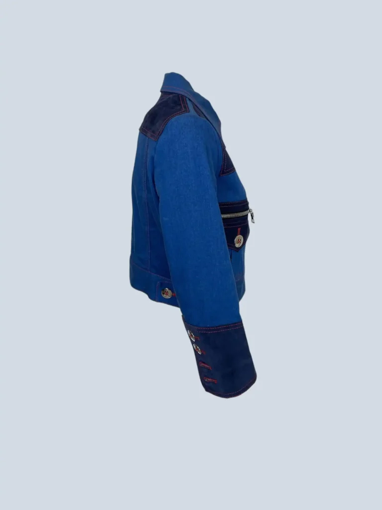 Giacca con zip in denim e suede, 4., foto 2 di 9