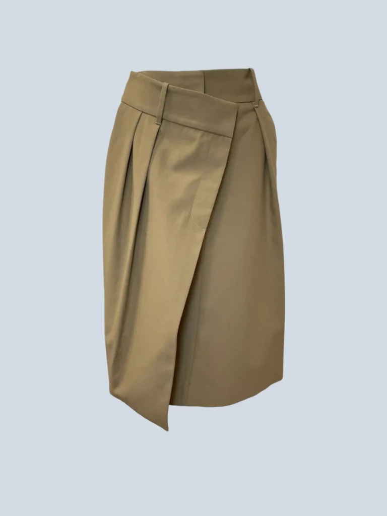 Asymmetric cotton midi wrap skirt, 34fr.