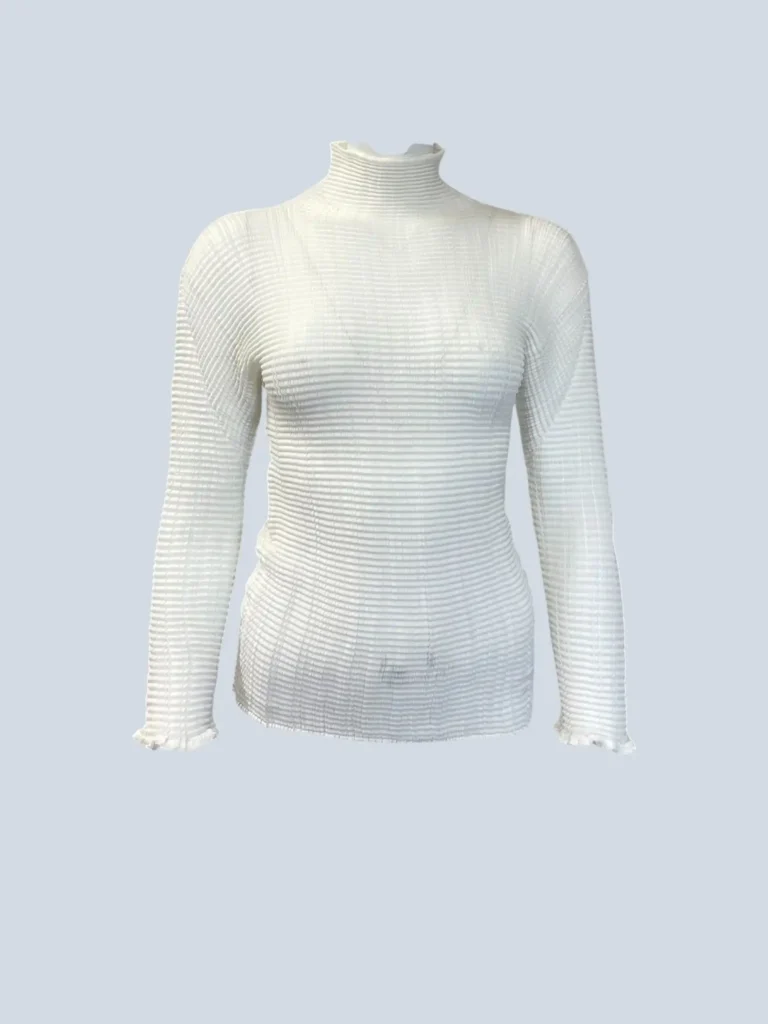 Pleated long-sleeved top, 2.