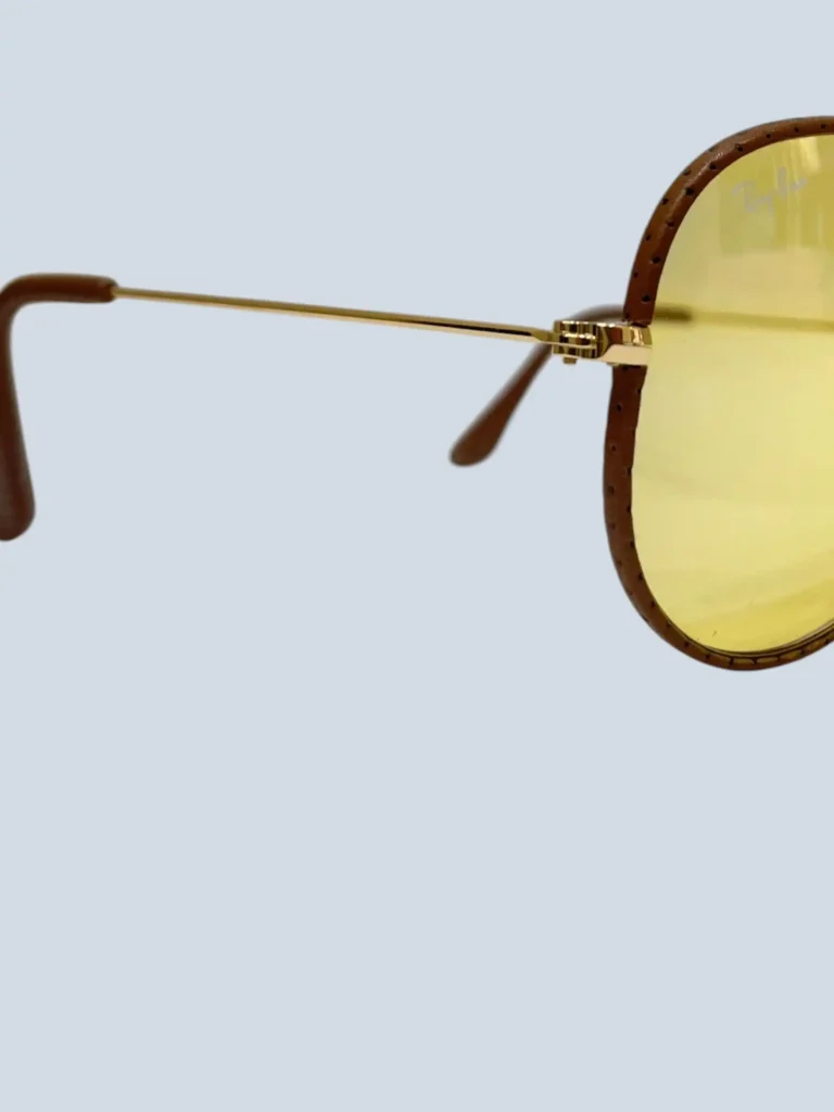 Metal and perforated leather aviator sunglasses, photo 5 of 5