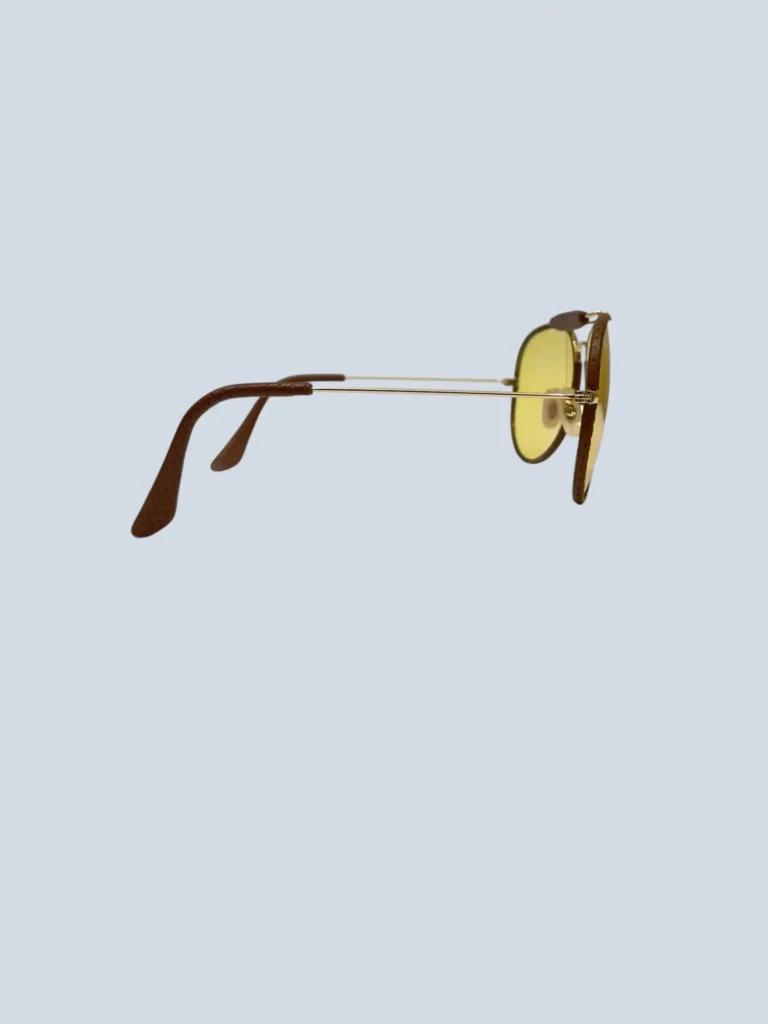 Metal and perforated leather aviator sunglasses, photo 2 of 5
