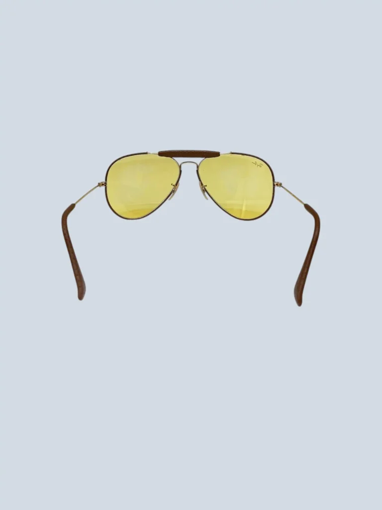 Metal and perforated leather aviator sunglasses, photo 4 of 5