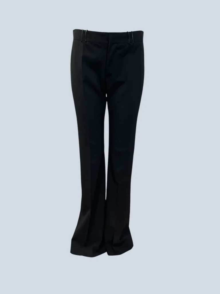 Flared trousers with leather loops, 40.