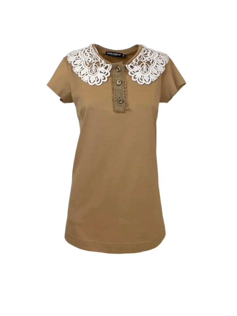 Cotton polo shirt with lace collar, 40.