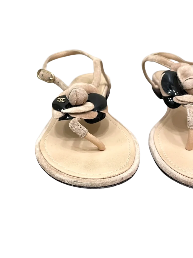Sandali infradito Camelia logo in suede e vernice, 38,5C., foto 6 di 9