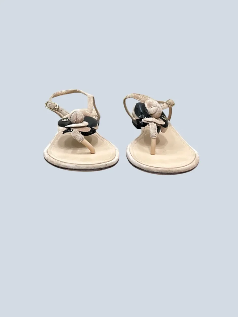 Sandali infradito Camelia logo in suede e vernice, 38,5C., foto 3 di 9