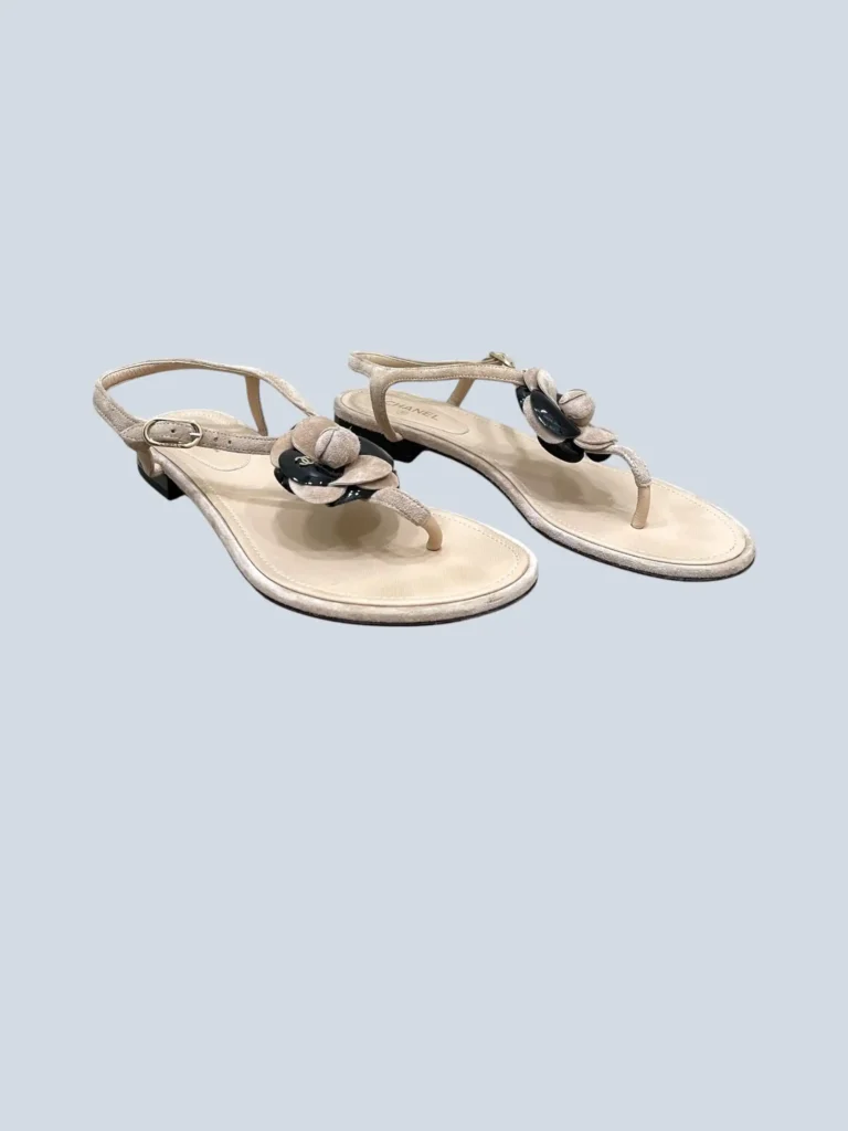 Sandali infradito Camelia logo in suede e vernice, 38,5C., foto 2 di 9