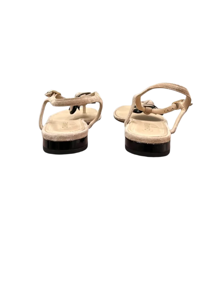 Sandali infradito Camelia logo in suede e vernice, 38,5C., foto 4 di 9