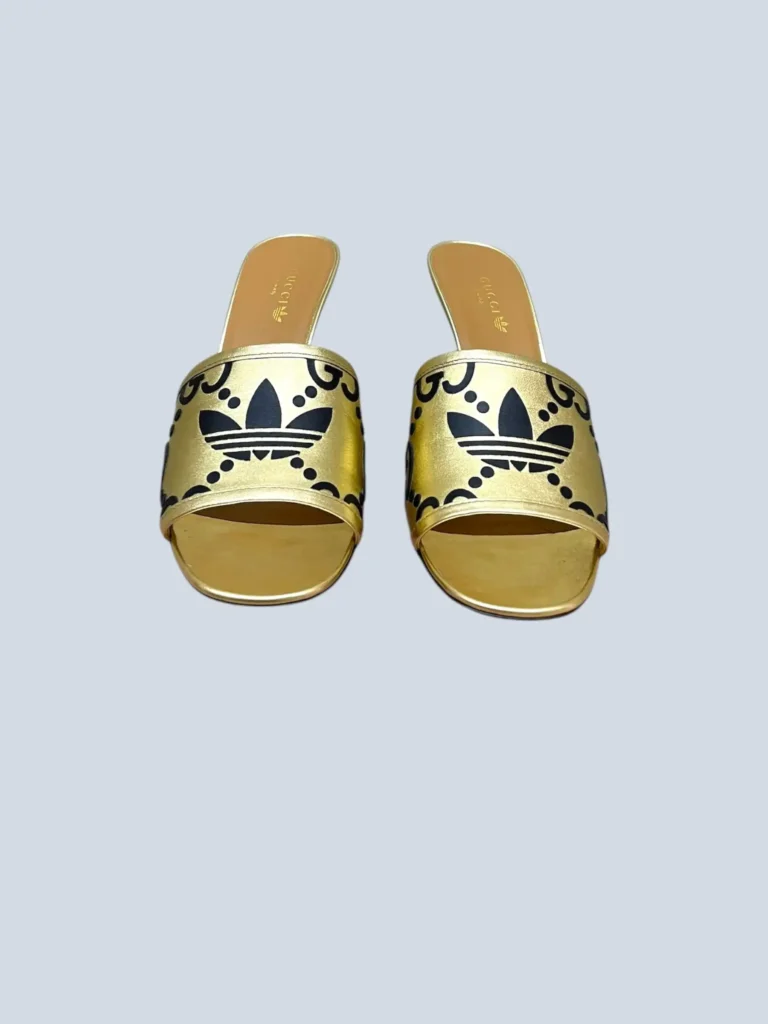 x Adidas, sandali mules in pelle con logo all over, 38,5., foto 3 di 6