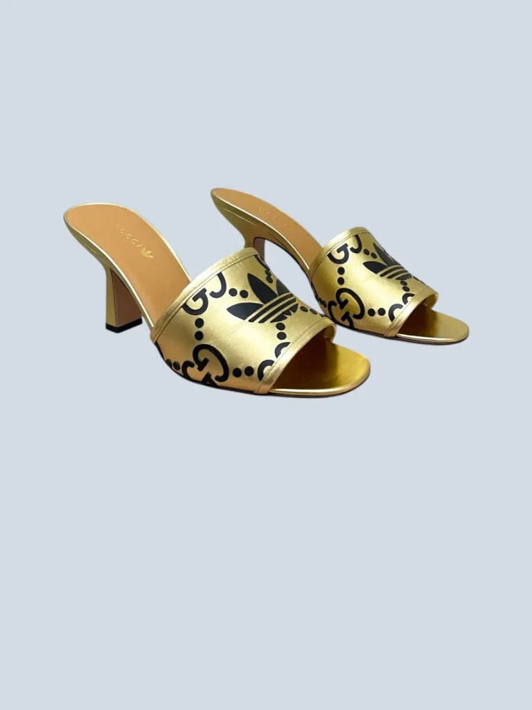 x Adidas, sandali mules in pelle con logo all over, 38,5., foto 2 di 6
