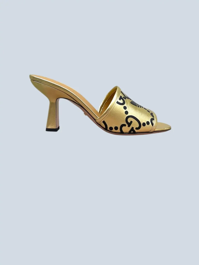 x Adidas, sandali mules in pelle con logo all over, 38,5.