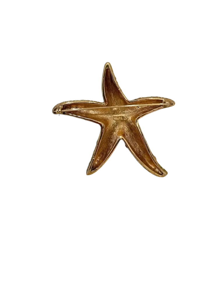 Vintage starfish brooch in metal and Swarovski, photo 2 of 3