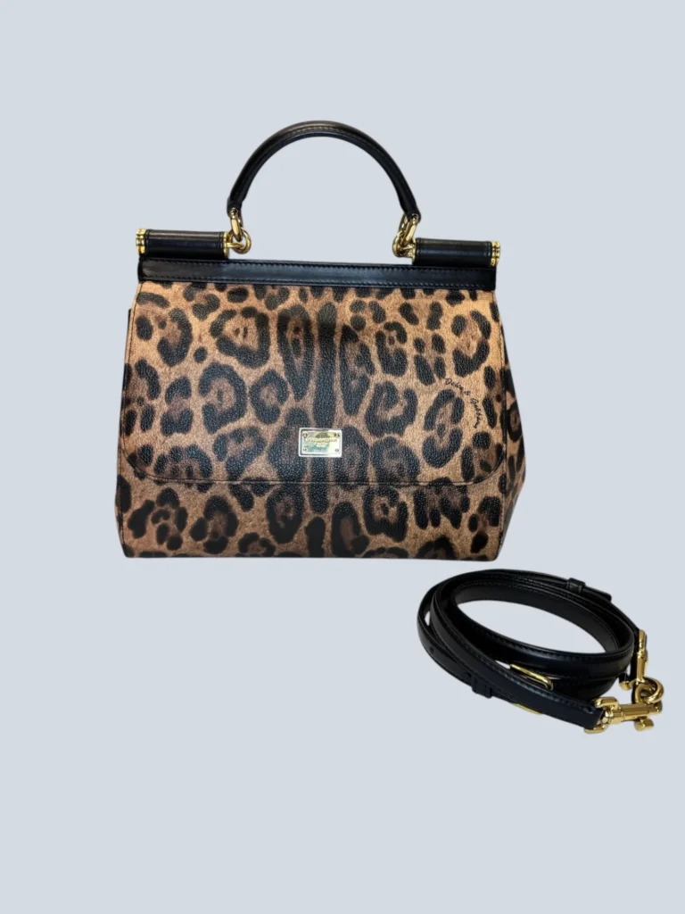 Borsa a tracolla Dolce&Gabbana con stampa animalier, vista frontale.