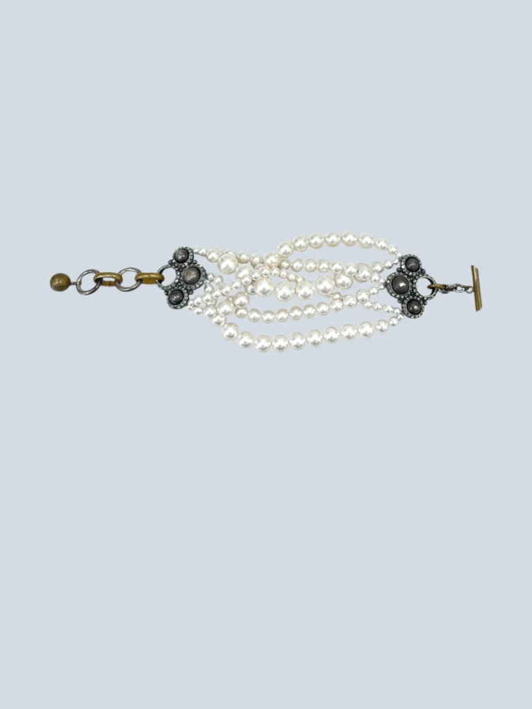 Pearl and rhinestone braided bracelet, photo 2 of 6