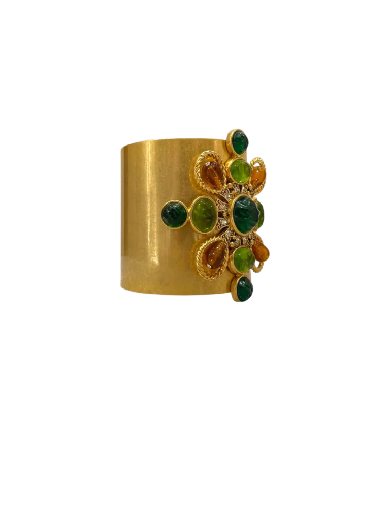 Bracciale rigido Gripoix in metallo e gemme., foto 4 di 7