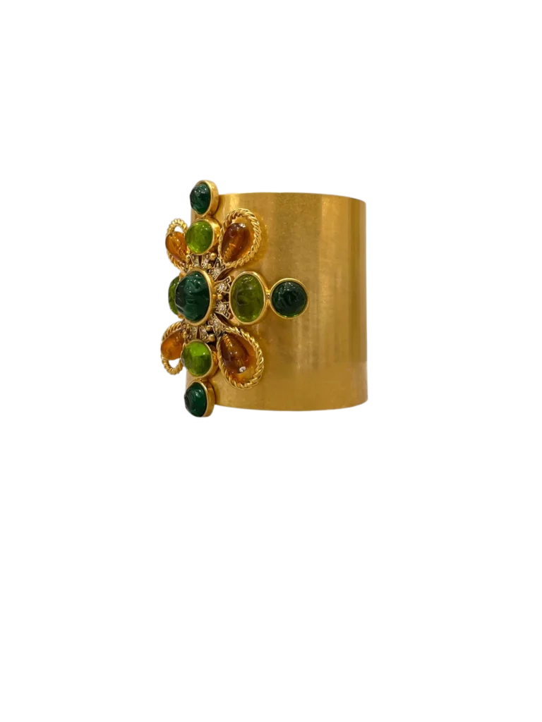 Bracciale rigido Gripoix in metallo e gemme., foto 3 di 7