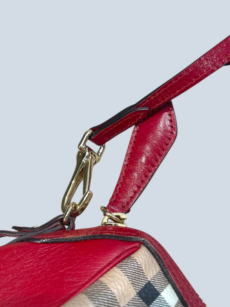 Borsa a tracolla in tela Check e pelle., foto 3 di 6