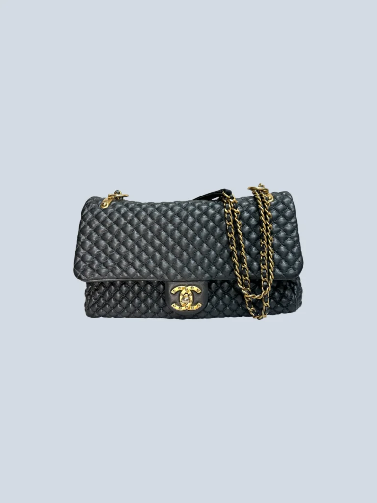 Borsa a tracolla Chanel Micro Quilted Medallion vista frontale.