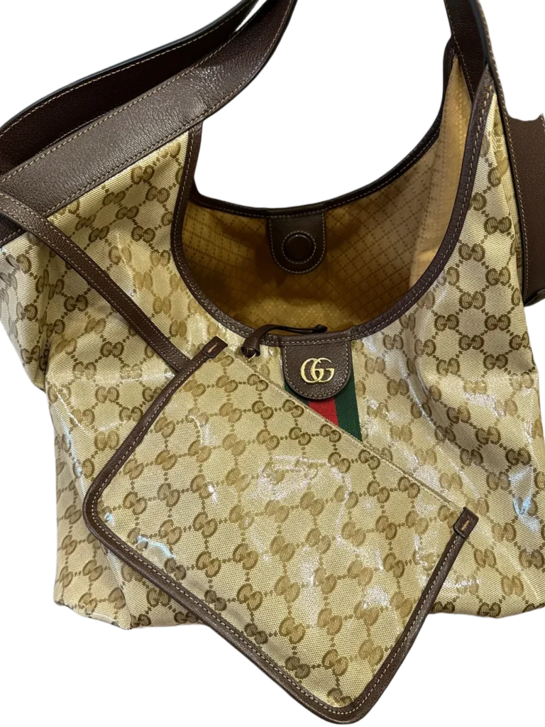 Borsa a spalla shopper Giglio Grande in tela Crystal Monogram., foto 6 di 8